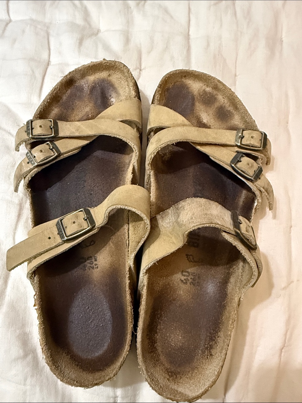 Birkenstock Size 40 Tan Two Strap Sandals